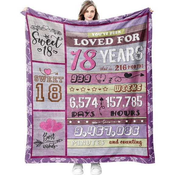 XZYG 18th Birthday Gift Ideas Happy 18th Birthday Gifts 18th Birthday Gifts for Daughter Gifts for 18th Birthday Girl from Sister/Aunt/Adult 18 Years Old Blanket(30*40inch)