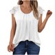 thumbnail image 1 of Camisas de Manga Larga de Mujer Encaje Plisado Casual Blusa de Manga Corta, Top de Poliéster Suave para Fiesta, Viajes Y Uso Diario de Estilo Callejero, 1 of 9