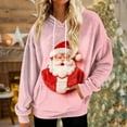 thumbnail image 2 of Womens Christmas Sweatshirts Flannel Fuzzy Hoodie for Women Oversized Fit Pocketed Long Sleeve Soft Sweaters (2XL, Xmas-Pink #A), 2 of 7