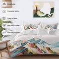 thumbnail image 3 of 3 Piece Mountains Teal Duvet Cover Set Full Size,Microfiber Comforter/Quilt Cover with Corner Ties and 2 Pillowcases,Yellow Red Turquoise Abstract Painting Art All Season Bedding with Zipper Closure, 3 of 8