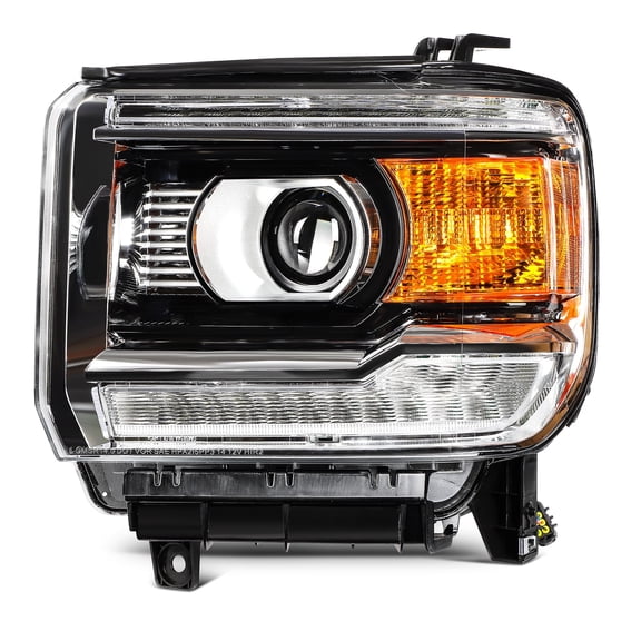 ECCPP Headlight Assembly Fit 2014-2018 for GMC Sierra 1500 Left Headlamp Black Housing Clear Lens GM2502390(Bulbs Not Included)