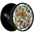 thumbnail image 2 of Body Candy 13mm 2PC Black Acrylic Blossom Creation Wildflower Flowers Saddle Plugs Double Flare Plug Ear Plug Gauges 34/64", 2 of 4