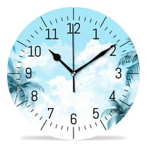 14 Inch Wall Clock Battery Operated Silent Clock Decorative for Office, Kitchen, Outdoor, Living Room，Coconut Palm Tree Pattern