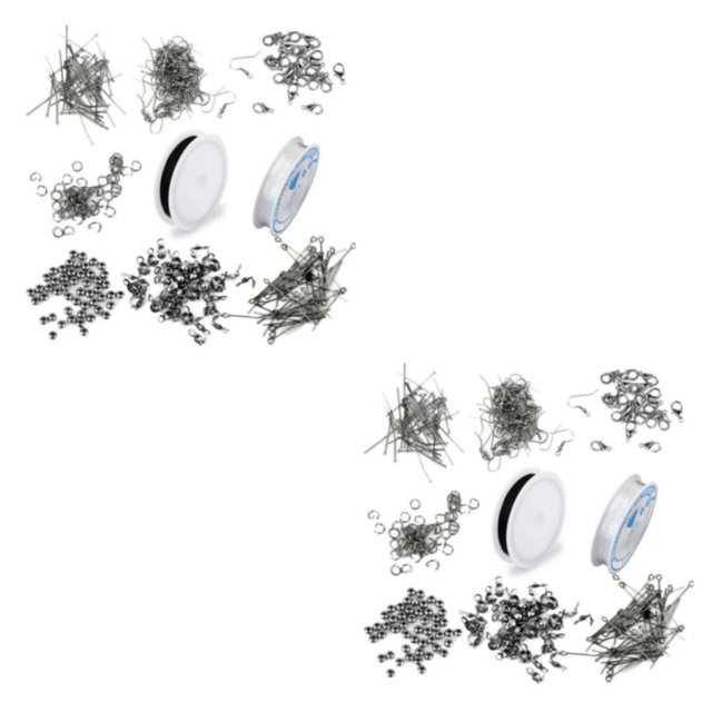 Decodeary Complete Jewelry DIY Findings Set with Jump Rings Headpins Eye Pins Clasps Beads Wire Hooks Versatile and Durable Style A 2Set