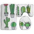 thumbnail image 1 of ABPHQTO Jardín de cactus Juego de alfombras de baño de 3 piezas Alfombra de baño Alfombra de contorno y tapa de inodoro, 1 of 2