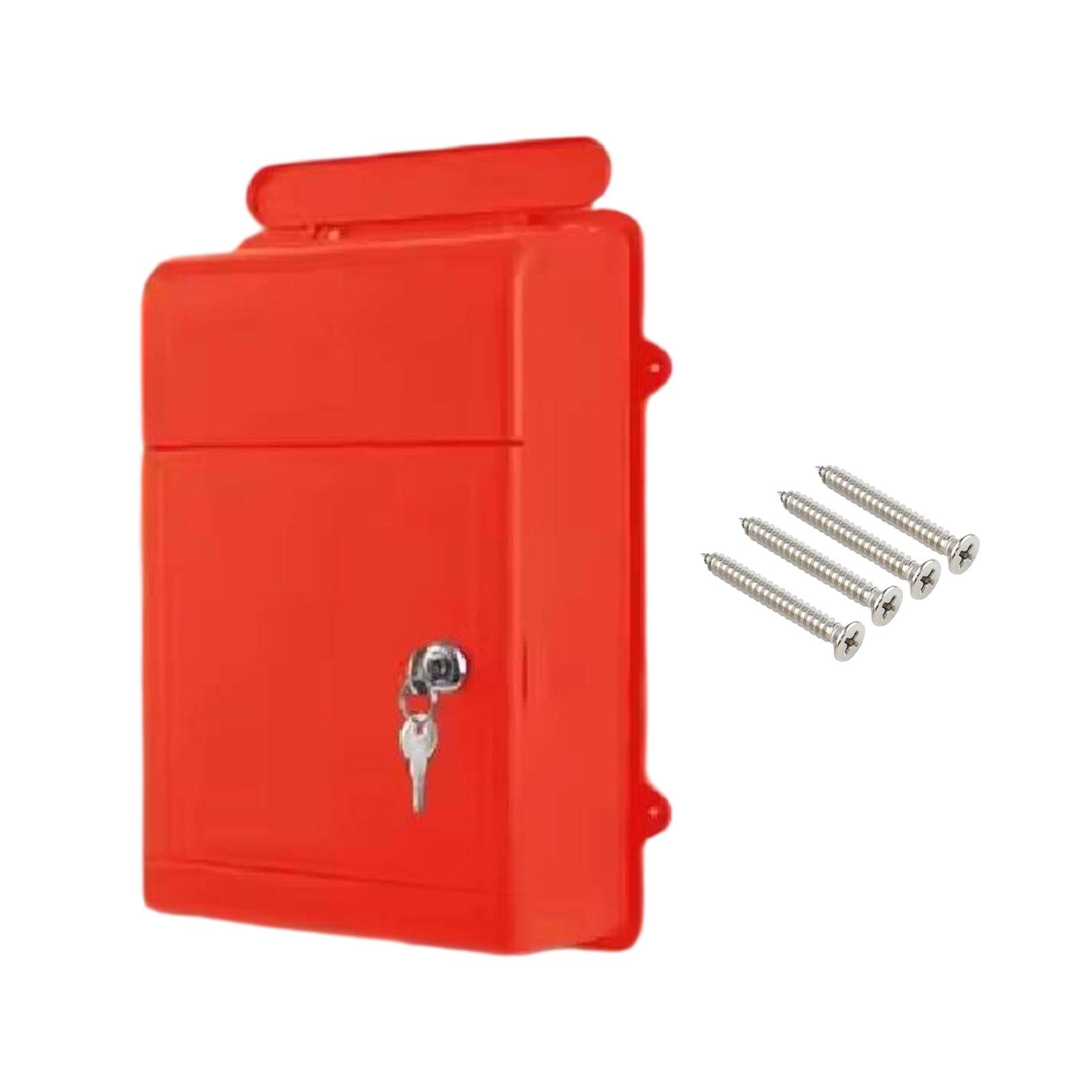 Baoblaze Wall Mounted Mailbox Wide Opening Collection Box for Cards Newspapers School Red