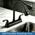 thumbnail image 3 of RV Kitchen Faucet, 360° Swivel Sprayer with 2 Modes & 2 Grip Handles, Non‑Metallic Corrosion‑Resistant Replacement for Campers, Trailers & Motorhomes ,Fit for 8‑Inch 2/3‑Hole Sink Decks , Matte Black, 3 of 9