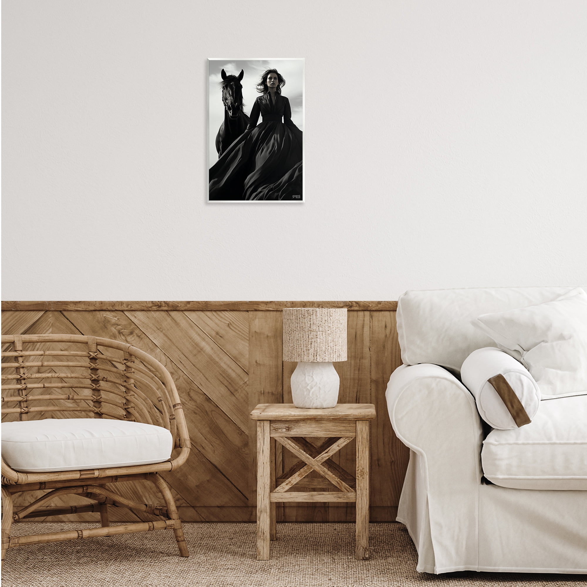 Stupell Industries Trendy Woman with Horse People Painting Unframed Art Print Wall Art, 13 x 19