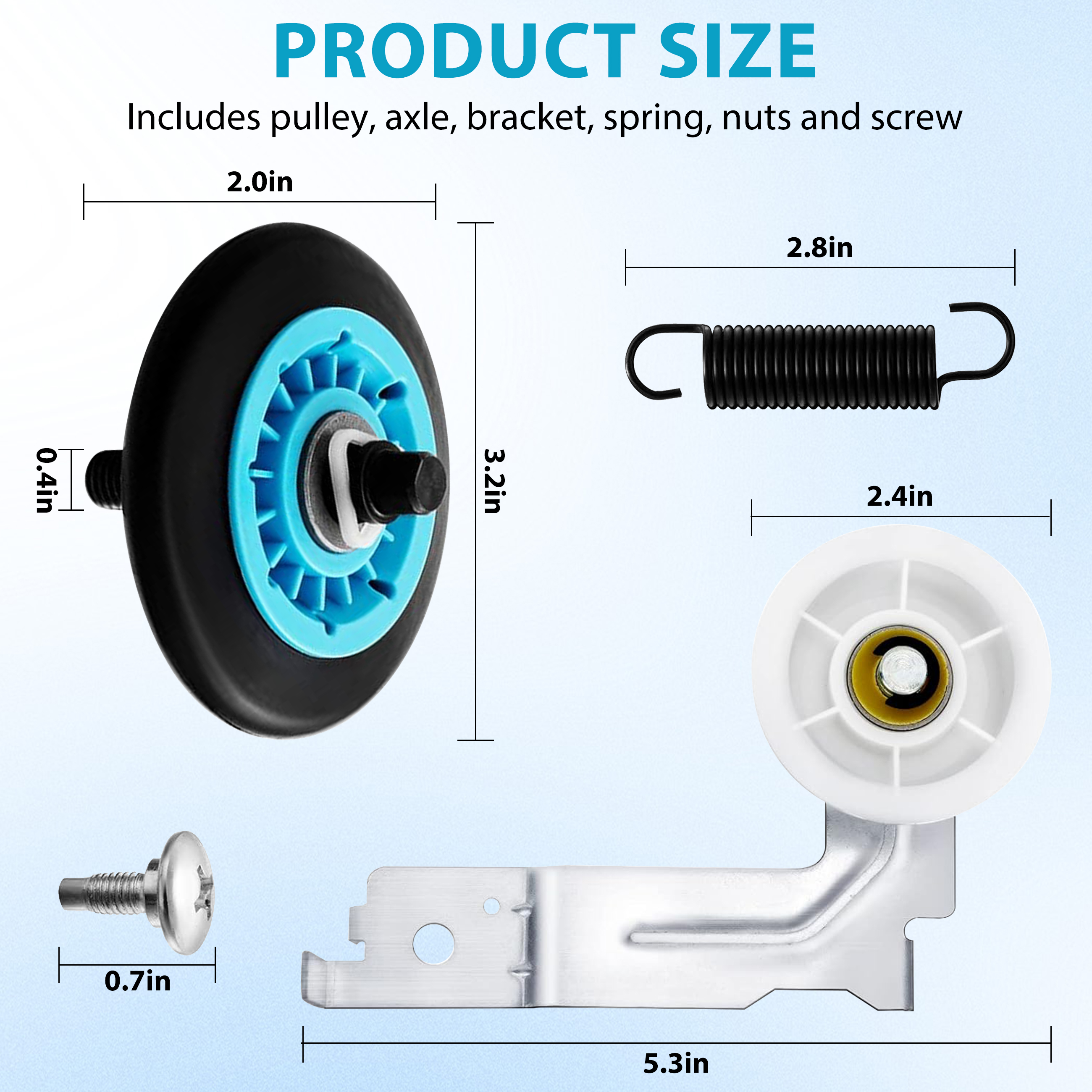 Beaquicy Upgraded Drum Roller Bearing Dryer Repair Kit DC97-16782A 6602-00165 Belt DC93-00634A Idler Pulley