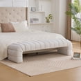thumbnail image 3 of 69.7"Wide Modern Upholstered Armless Bed Bench, Channel Tufted Couch Daybed Chaise, Chenille Ottoman Foot Stool for Living Room and Bedroom, Entryway, Ivory, 3 of 9
