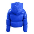 thumbnail image 6 of Hontri Women's Puffer Jackets, Ladies Autumn and Winter Warm Short Shiny Padded Hooded Leather Jacket Blue L, 6 of 9