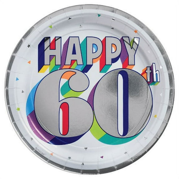 Over the Hill 'Here's to 60' Small Foil Paper Plates (8ct)