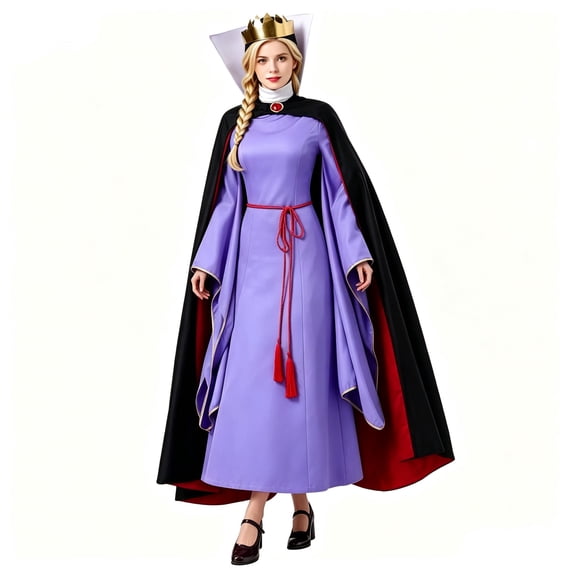 Evil Queen Costume Set for Adult with Crown Cape Halloween Outfits