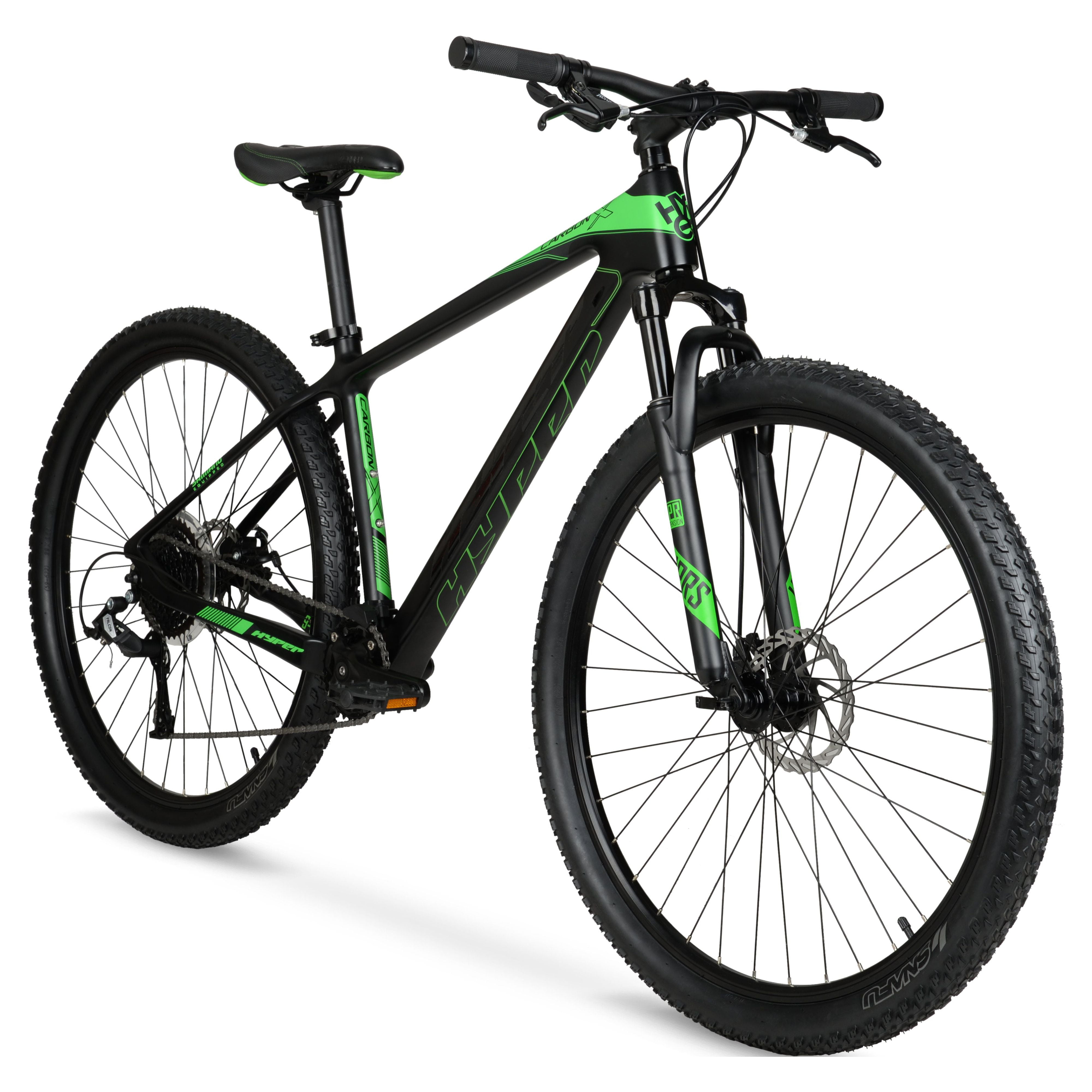 Hyper 29 Carbon Fiber Men's Mountain Bike, Black/Green 