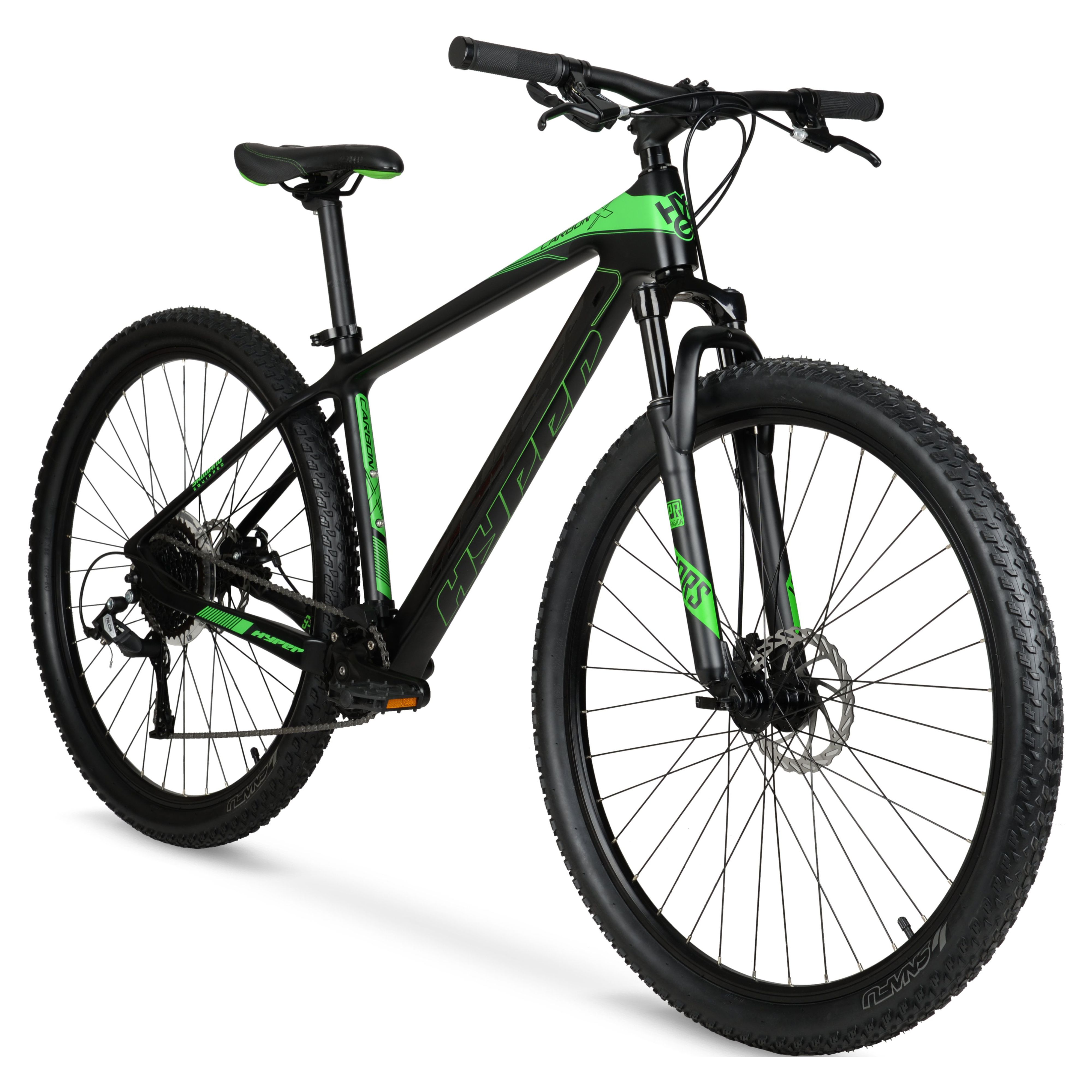 Hyper 29" Carbon Fiber Men's Mountain Bike, Black/Green - image 6 of 12