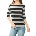 thumbnail image 4 of Dde San Patricio Camisecon mangas de codo pamujer Camisebásiinformal con cuello de barco y corte ajustado Negro gris L, 4 of 6