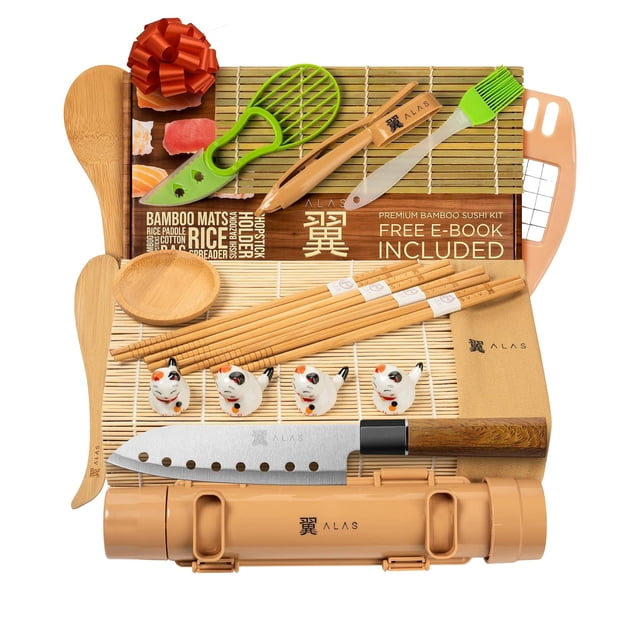 Kit para Hacer Sushi Alas 3885 Set de 20 Piezas con Bazuca de Arroz y Cuchillo