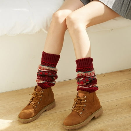 

Tuscom Fuzzy Socks Winter Women Keep Print Socks Knitting Warm Anklets Leggings Leg Warmers Socks Gifts