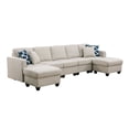 thumbnail image 3 of Five Seat Fabric Linen Blend Modular Sofa with Two Ottoman-Beige, 3 of 8