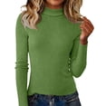 thumbnail image 2 of Women's Turtleneck Sweater 2025 Long Sleeve Shirts Fall Trendy Tops Slim Fitted Ribbed Knit Basic Casual Sweater Green S, 2 of 6