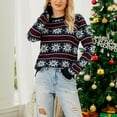thumbnail image 7 of Xmarks Women's Christmas Sweater Xmas Snowflake Patterns Knitted Sweater Long Sleeve Crewneck Pullover Jumper Top, S-XL, 7 of 7