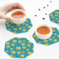 thumbnail image 7 of Pofeuu Bee Sunflower Print Leather Coasters Set of 6, Round Cups Mugs Mat Pad for Home Kitchen Heat Resistant Drink Coasters,Octagon, 7 of 7