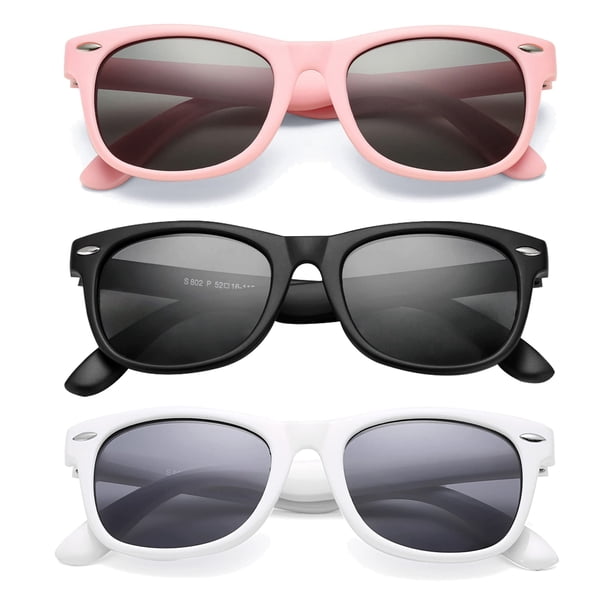 Gafas de Sol para Niños COASION Polarizadas de Caucho TPEE Edad 3-9 Años Paquete de 3