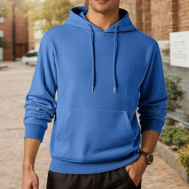 MHFRRA Suéter de Otoño E Invierno para Hombre, Sudadera con Capucha de Tendencia, Chaqueta Deportiva, Jersey Holgado de Talla Grande Azul