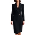 thumbnail image 2 of Sheghy Women Fall Collared Long Sleeve Knee Length Dress Single Button Waist, 2 of 5