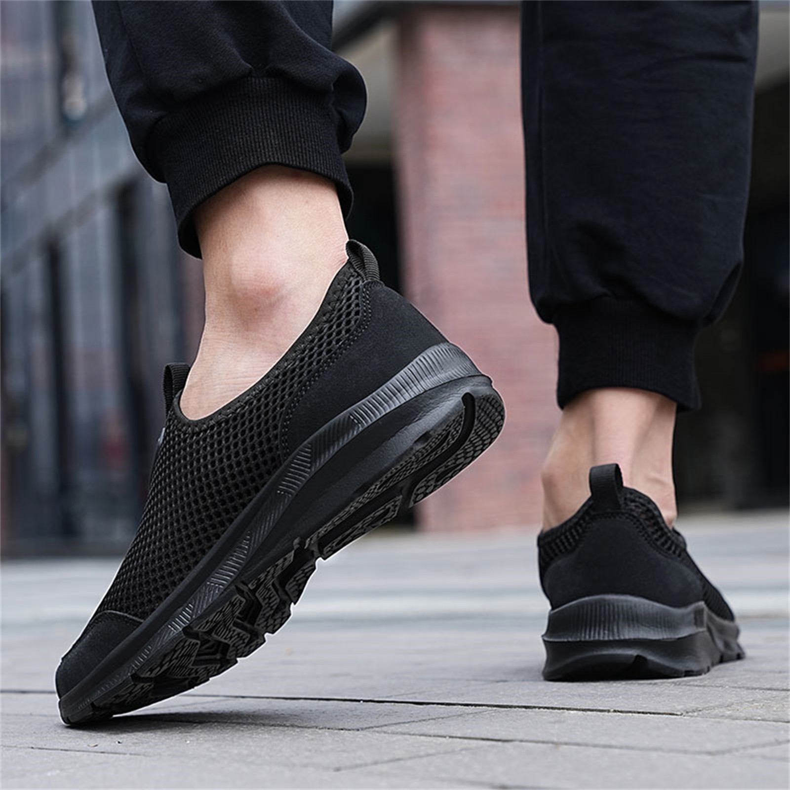 CBGELRT Shoes for Men Casual Men's Sneakers Tennis Shoes Men Fashion Summer Men Sneakers Breathable Mesh Shallow Lace up Casual Shoes Male Black 48 - image 5 of 9