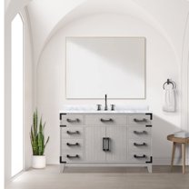 Laurel 48 in W x 22 in D White Oak Single Bath Vanity and Carrara Marble Top