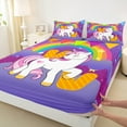 thumbnail image 3 of Erosebridal Dreamy Unicorn Bed Sheets Set Full Size, Initial Letter V Full Sheet Sets, Rainbow Bedding Full Size, Super Cozy Room Decor, 4 Pieces, 3 of 7