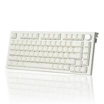 RECCAZR KW75S Mechanical Keyboard Wireless, 75% Knob Control Triple Mode Bluetooth 5.1/2.4Ghz/USB-C Gaming Keyboard Gasket Mount with RGB Backlit Hot Swappable OUTEMU Brown Switch(White)