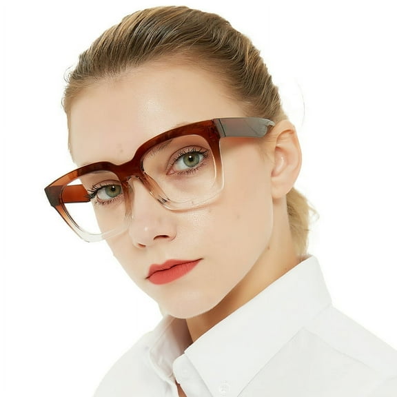 OCCI CHIARI Large Trendy Reading Glasses for Women (100 125 150 175 200 225 250 275 300 350 400 500 600) Square Readers with Spring Hinges(Brown 1.50)
