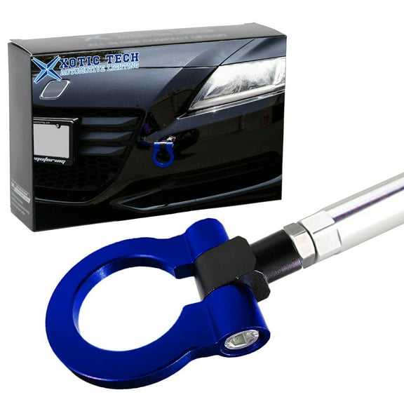 Xotic Tech JDM Sport Track Racing Style CNC Aluminum Screw-on Tow Hook Front Rear Bumper Compatible with Honda Fit Jazz 3rd Gen 2015-2018 or Acura TLX 2015-2018 (Blue)