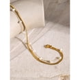 thumbnail image 3 of Gold Stainless Steel Blade Chain Flat Snake Chain Round Shell Bead Anklet For Women, 3 of 6