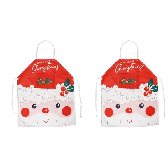 Jiyike 2 pcs Adorable Christmas Apron Sleeveless Apron Kitchen Apron Cooking Apron