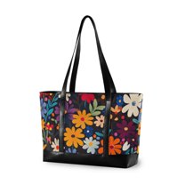 FORMRS Laptop Tote Bag for Women with 15.6" Computer Compartments Handbag, Bright Colorful Flowers Pattern