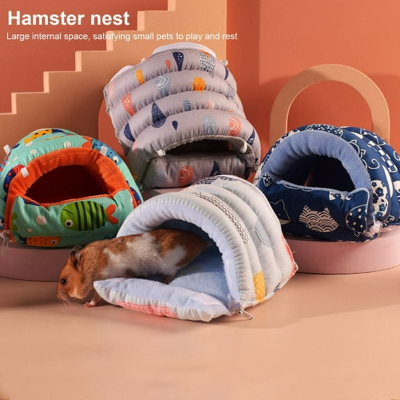 Visland Guinea Pig Bed Cave Cozy Hamster House Large Hideout Hedgehog Bearded Dragon Winter Nest Hamster Cage Accessories