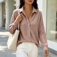 thumbnail image 5 of Long Sleeve Shirts For Women Plus Size Long Sleeve T shirts For Women Button-up Collared Solid Color Pullover Cozy Outfits Winter Clothes, 5 of 6