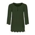 thumbnail image 6 of Blczomt Lace Womens T-Shirt Green Dressy 3/4 Length Sleeve Blouses V Neck Formal Button Women's Blouses, 6 of 8
