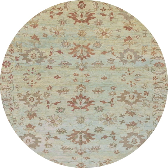 Ahgly Company Indoor Round Abstract Camel Brown Oriental Area Rugs, 6' Round