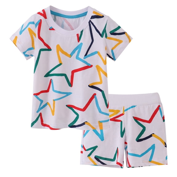 HCYSFG Boys Star Print Outfit Sets 2 Piece T Shirt And Shorts Short Sleeve Crewneck Clothing Sets Elastic Waist Matching Sets