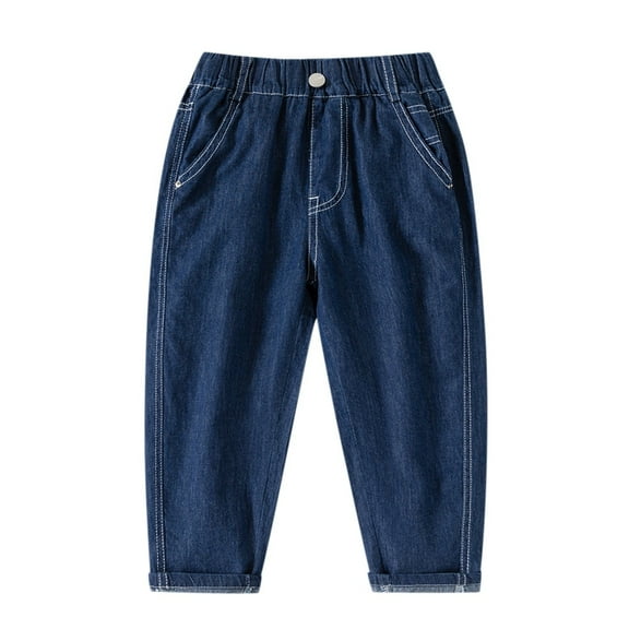 SUYOLL Children Boys Stretch Denim Pants Comfortable Casual Loose Fit Jeans with Elastic Waist Outdoor Daily Wear Classic Style 3-10 Years