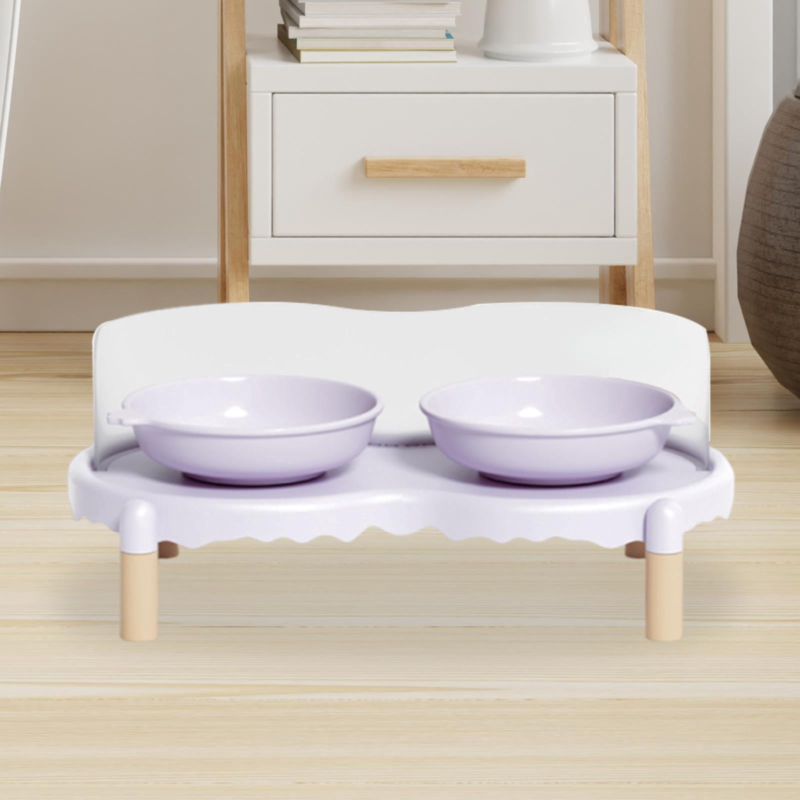 CarpNettore Ceramic Elevated Cat Bowls with Non Slip Stand Raised Feeding Station Raised Cat Purple