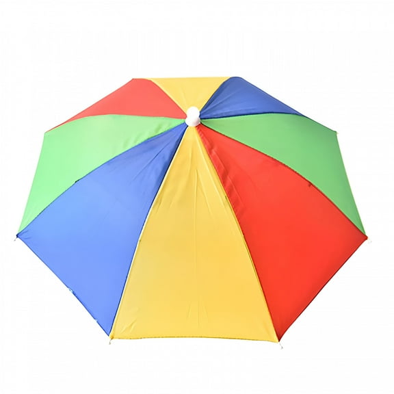 TELOLY Unisex Umbrella Hat with Adjustable Head Strap Funny Colorful Waterproof Outdoor Fishing Umbrella Hat Foldable Umbrella Hat Cap