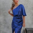 thumbnail image 6 of Floenr Summer Dresses for Women,Fashion Women's Elegant Sexy One Shoulder Irregular Dress Solid Color Skirt Dress, 6 of 9
