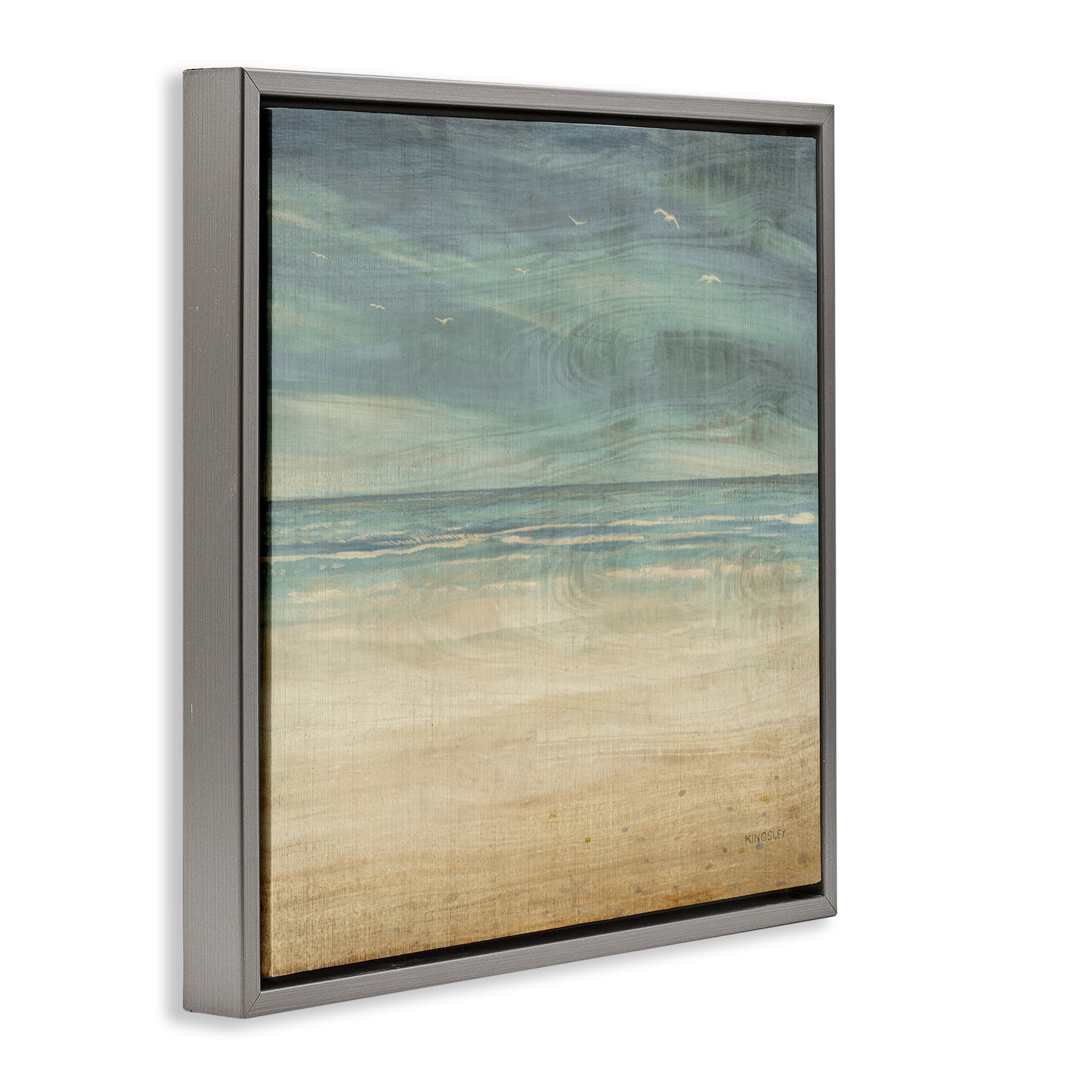 Stupell Industries Moody Coastal Days Gray Framed Floater Canvas Wall Art, design by Dan Meneely