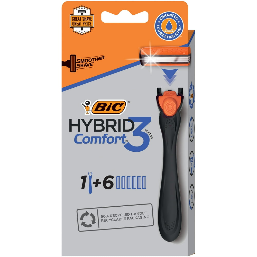 BIC Comfort 3 Hybrid Men's Disposable Razor, 3 Blade Razor, 1 Handle 6