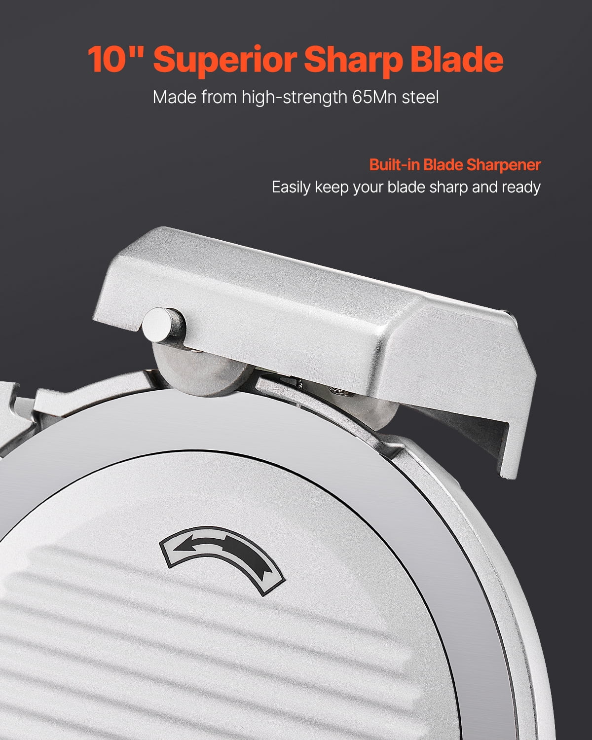 VEVOR Commercial Meat Slicer, 10 inch Electric Deli Food Slicer,180W Meat Cutter with a Premium 65Mn Blade,0-0.4 inch Adjustable Thickness,Food Slicer Machine for Meat Vegetables Hard Bread Cheese